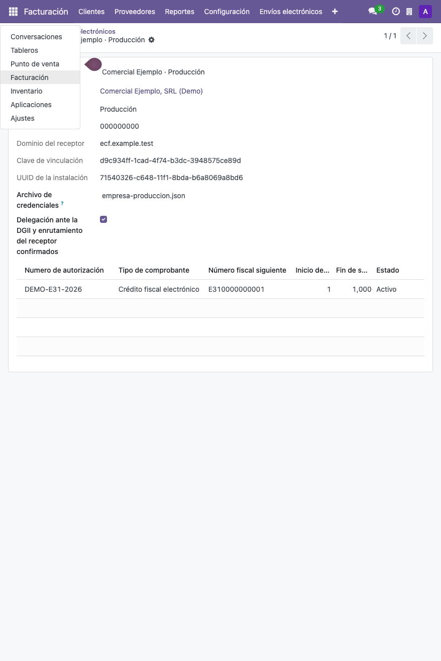 Menú de aplicaciones de Wiveu Cloud con Facturación y Ajustes.