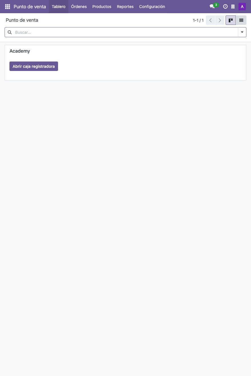 Tablero del punto de venta Academy y botón para abrir la caja.