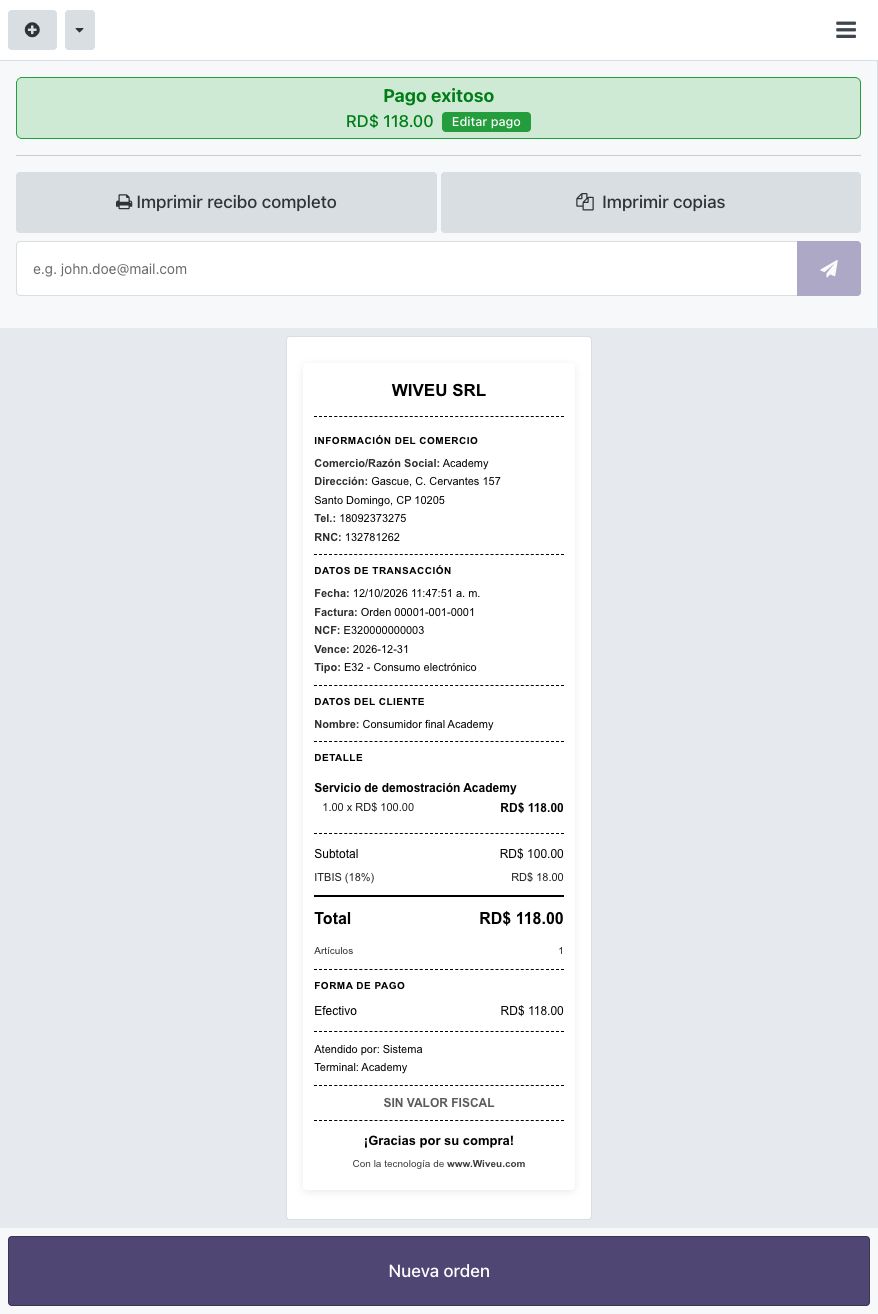 Venta cobrada cuyo primer recibo aún indica SIN VALOR FISCAL.